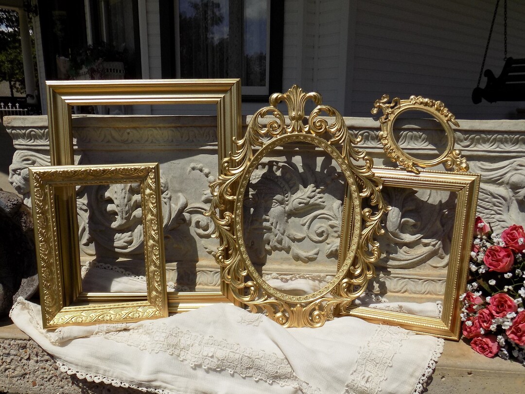 Set of 5 Gold Picture Frames Gold Wall Frames WEDDING Etsy
