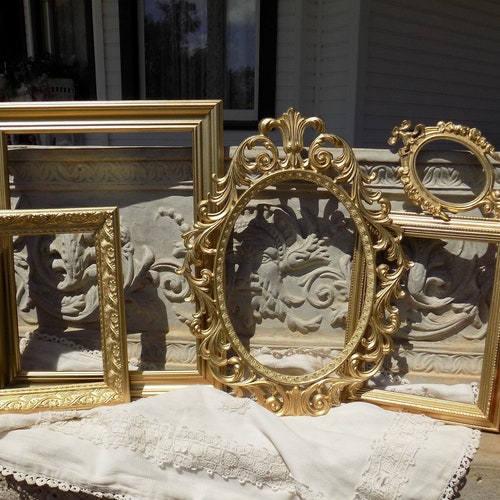 Set of 5 Gold Picture Frames Gold Wall Frames WEDDING Etsy