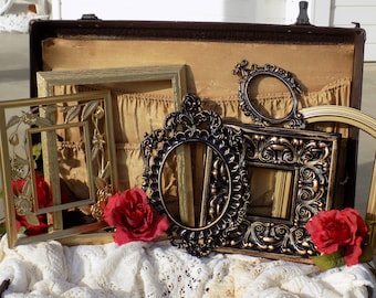 Black and Metallic Gold Picture Frames -  Vintage Gallery Picture Frames - OPEN /No Glass - Ornate Upcycled Frames