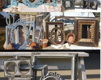 Farmhouse Picture Frames- Set Of 5 Made To Order Picture Frames - Distressed - Gallery Wall Frame Set - Shabby Chic Frames