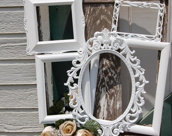 Summer Sale Gold Picture Frame Set – Vintage Wedding Decor -  White Ornate Picture Frames - Gallery Frames  - Wedding Frames