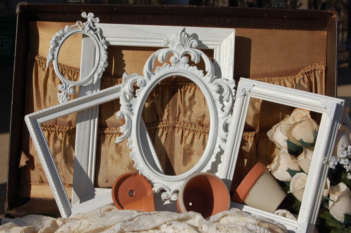Antique White PICTURE FRAME Set Set of 5 Shabby Chic Picture Etsy
