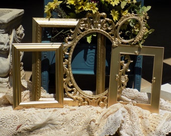 Juego de marcos dorados para fotos – Decoración vintage shabby chic para bodas