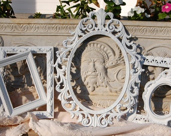 Sale Wedding Picture Frames - Ornate Gallery Wall Frames - Set Of 5 White Picture Frames