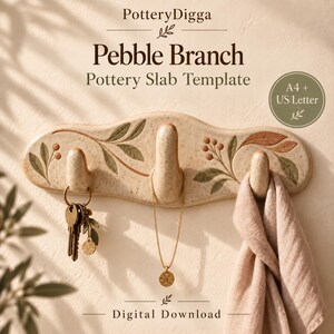 Ceramic Wall Hook Pottery Template PDF Key Holder Slab Building Pattern Entryway Organizer Clay Slab Template Functional Pottery Item