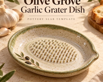 Garlic Grater & Olive Oil Dipping Dish Pattern, Pottery Template PDF, Slab Building, Ceramic Hand building, Printable Clay Project Guide