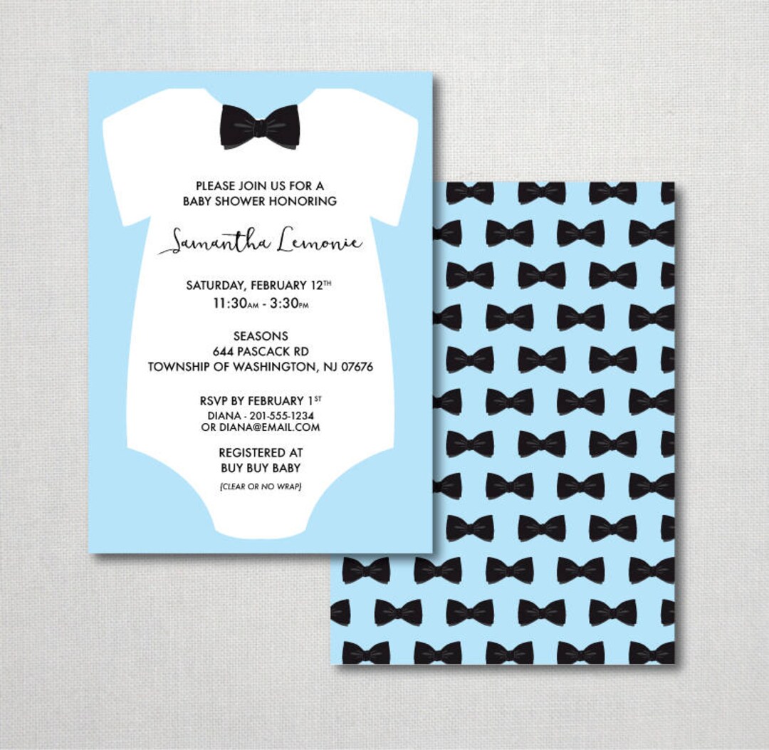 Bow Tie's Onesie Baby Shower Invitation Boy Baby Shower Bow Tie's