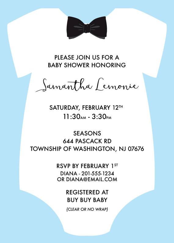 Bow Tie's Onesie Baby Shower Invitation Boy Baby Shower Bow Tie's