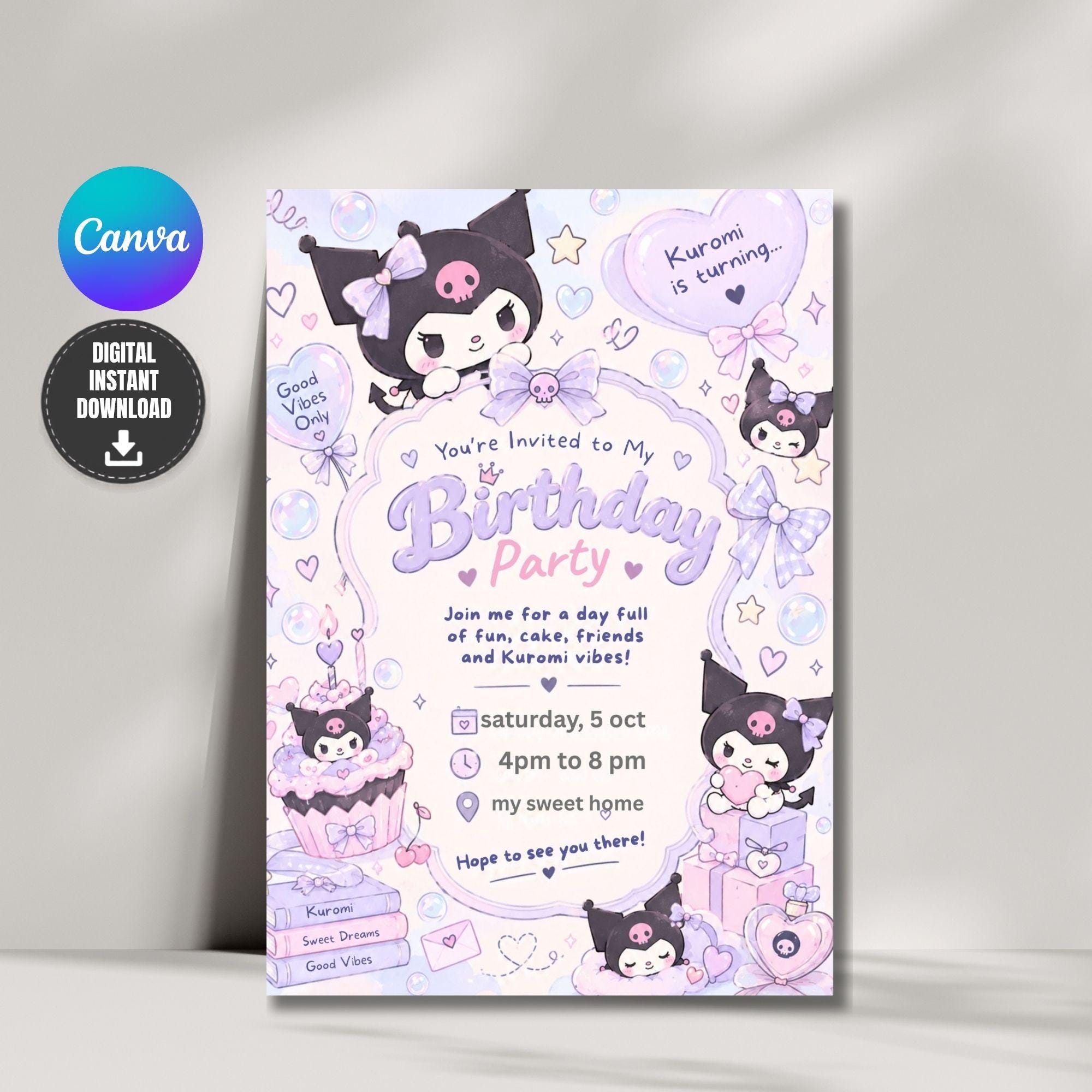 Kuromie Birthday Invitation Digital - Etsy