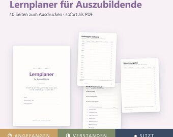 Lernplaner für Auszubildende | Prüfungsplaner auf Deutsch, undatiert | Pastell | PDF A4 zum Ausdrucken