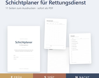 Schichtplaner für Rettungsdienst | Dienstplaner auf Deutsch, undatiert | Klar | PDF A4 zum Ausdrucken