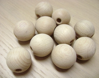 15 Wood Beads - 1 inch Unfinished Wooden Beads