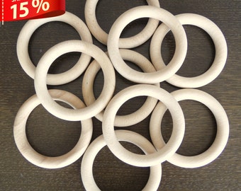 NEW - 10 Unfinished Wood Rings / Wood bracelets - 3 5/8 inch / 15% discount