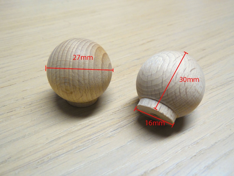 10x Unfinished Wood Knob / Wooden Dresser Handle / Drawer Knob Pull