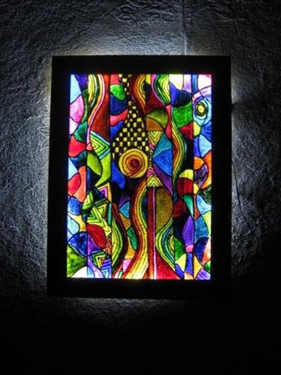 Items similar to AQUARIUS stained glass painting. With backlit