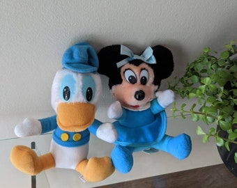 LOT of 2 Disney 80s Mickey's Christmas Carol Minnie Mouse & Donald Duck Plush Toys Dolls Vintage