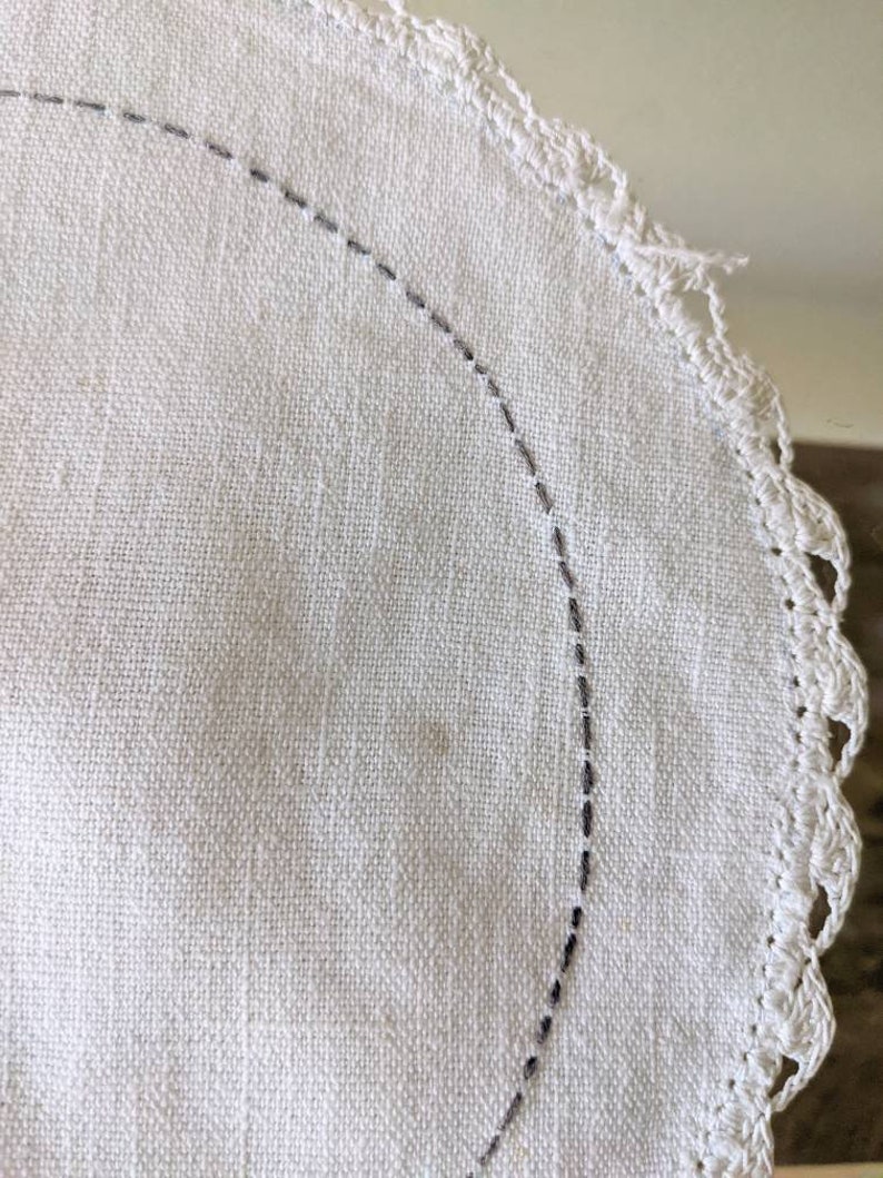 Embroidered Small Table Linen Doilie Style Flower Rose Design Pink Craft Journal