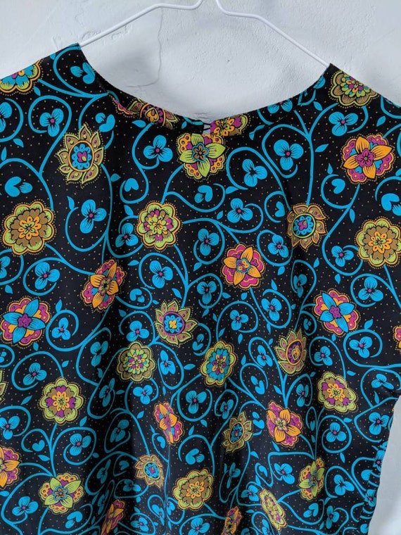 80s/90s Floral Funky Colorful Blouse Size Small/M… - image 3