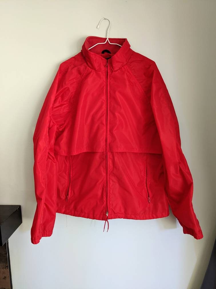 80〜90's Eddie Bauer nylon jacket Vintage 90's Eddie Bauer Red 100% Nylon Zip up Jacket Size