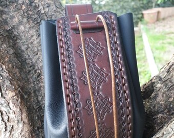 Leather Belt Pouch, Leather Belt Bag, Celtic Dream, Dragon Bag, LARP Bag, Viking Bag, Fanatsy Bag, Medieval Pouch