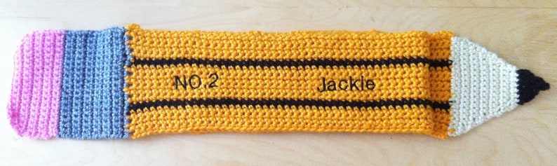 PENCIL SCARF Custom Teacher Gift Kids / Adult Knit handmade crochet Personalized gift Embroidered gift Fashion Personalized gift image 5