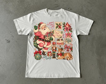 Felpa natalizia retrò, felpa natalizia classica, maglione natalizio vintage, maglietta di Babbo Natale, abbigliamento natalizio "Tis the Season Merry Christmas"
