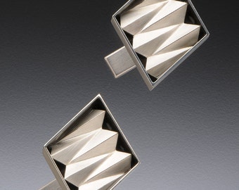 Contemporary, Sterling silver, Origami Cuff Links