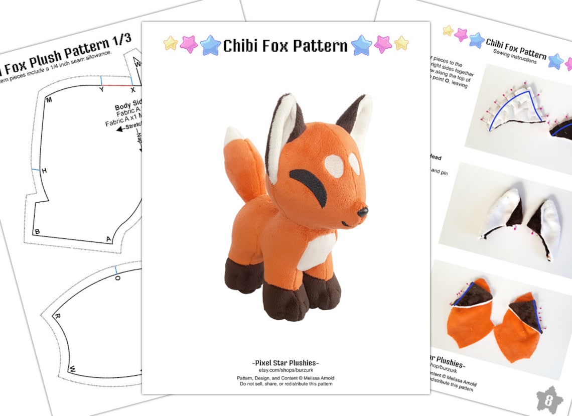 Patron de couture PDFmignon Chibi renard peluche animal en Etsy