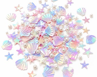Meerjungfrau Tischdeko 20 g, Mermaid Konfetti Muscheln Sterne & Perlen, Streudeko Kindergeburtsta, Unterwasser Mottoparty Deko