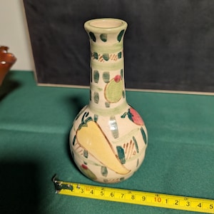 Vintage Ponderosa Pottery Vase – Clinton BC Hand Painted Fruit Studio Pottery – Canadian Art Pottery
