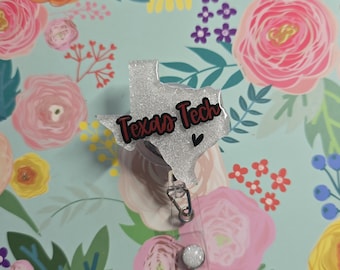 Texas Tech badge reel, Wreck 'Em Tech ID badge, Nurse, receptionist, new job, badge reel ID, swivel badge, badge holder, Red Raiders