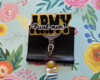 Army mom ID badge reel, US Army, military wife, receptionist, new job, badge reel ID, swivel badge, badge holder