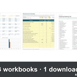 Owner Operator and RV Bundle, Cost Per Mile and IFTA Fuel Tax Spreadsheet, Camper Maintenance Log, Camping Checklists, Excel Google Sheets