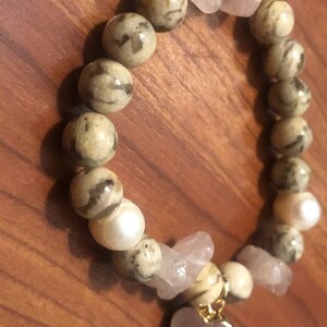 Rose quartz heart bracelet