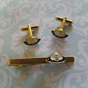 Alien UFO Tie Clip Bar Cufflinks Great Gift Father&#39;s Day Birthday Everyday Anniversary Party Unique Novelty Men&#39;s Accessories