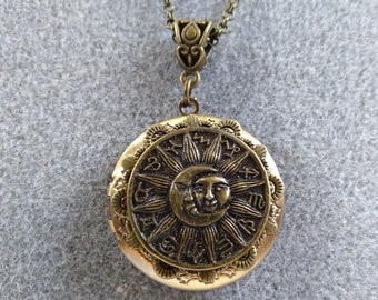 Collar con medallón de sol y luna: joyas del zodiaco celestial