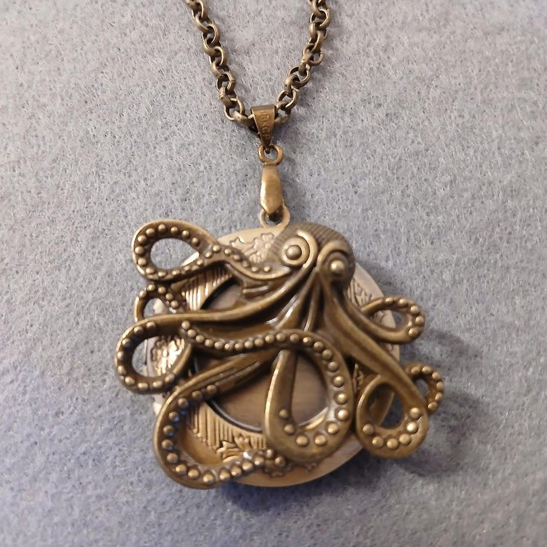 Antique Bronze Octopus Locket Necklace: Nautical Jewelry Gift - Etsy