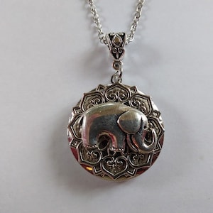 Lovely Elephant Locket Necklace Medieval Vintage Style Great Gift for Elephant Lovers Collectors Birthday Christmas Stocking Stuffer