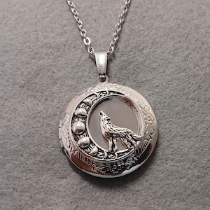 Moon Wolf Locket Necklace:  Werewolf Jewerly