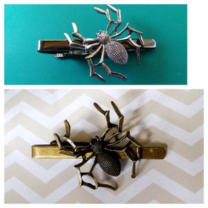 Antique Bronze/Silver  Spider Tie Clip Bar Pin Great Gift for Him Halloween Wedding Birthday Christmas Valentines Party Ceremony Novelty