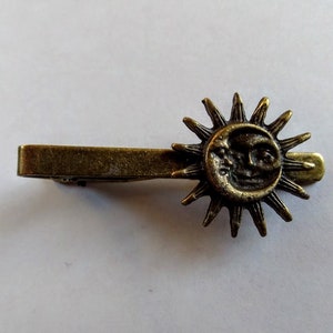 Antique Bronze Sun and Moon Tie Clip Bar Great Gift for Him Her Graduation Wedding Party Birthday Father's Day Anniversary Christmas