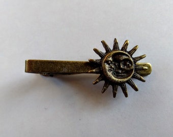 Antique Bronze Sun and Moon Tie Clip Bar Great Gift for Him Her Graduation Wedding Party Birthday Father's Day Anniversary Christmas