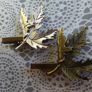 Autumn Leaf Tie Clip Clasp Bar Great Gift For Him Father's Day Birthday Every Day Chic Vintage Style Men's Accessories