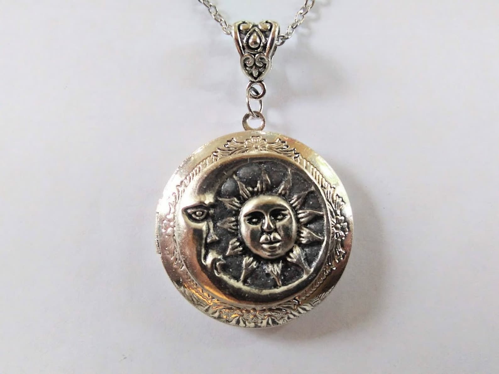 Sun Chain Locket Sun and Moon Locket Necklace: Celestial Jewelry - Etsy