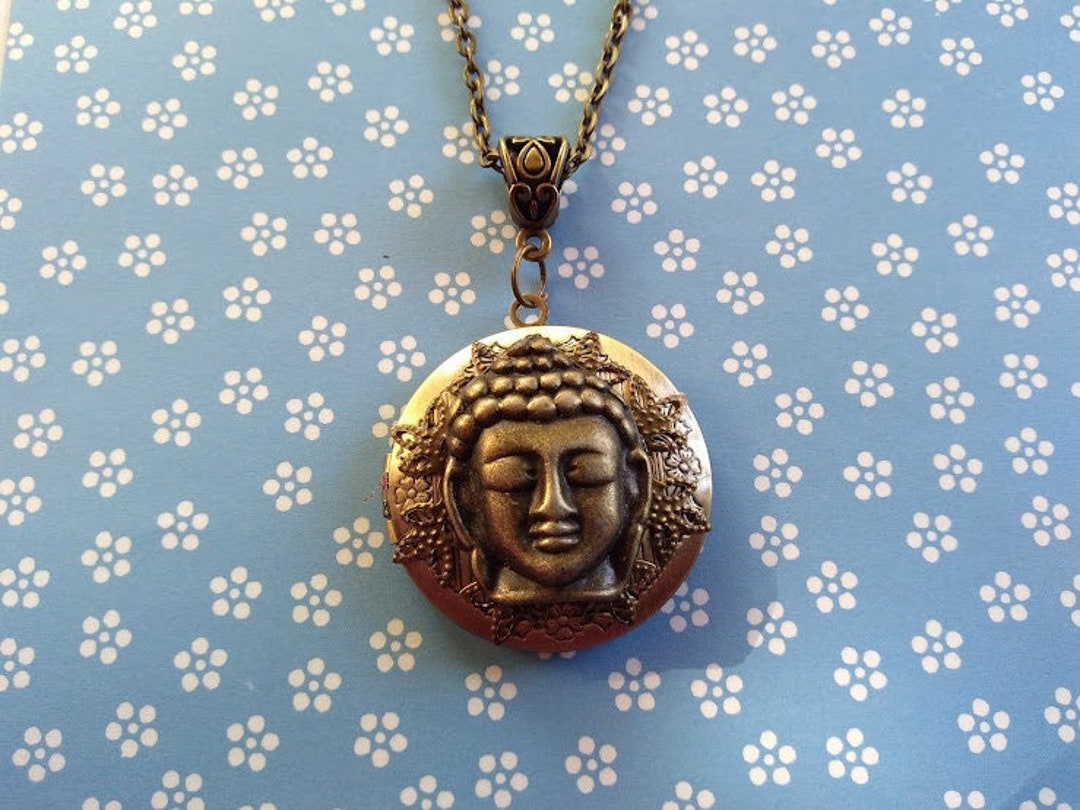 Antique Bronze Buddha Locket Necklace Birthday Anniversary Etsy