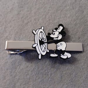 Retro Mickey Mouse Steamboat Willie Tie Bar Clip Pin Tacks  Great Gifts for Him Graduation Birthday Wedding Christmas Father&#39;s Day