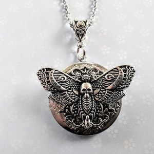 Moth Locket Necklace Great Gift Birthday Christmas Stocking Stuffer Anniversary Thanksgiving Fall Trends