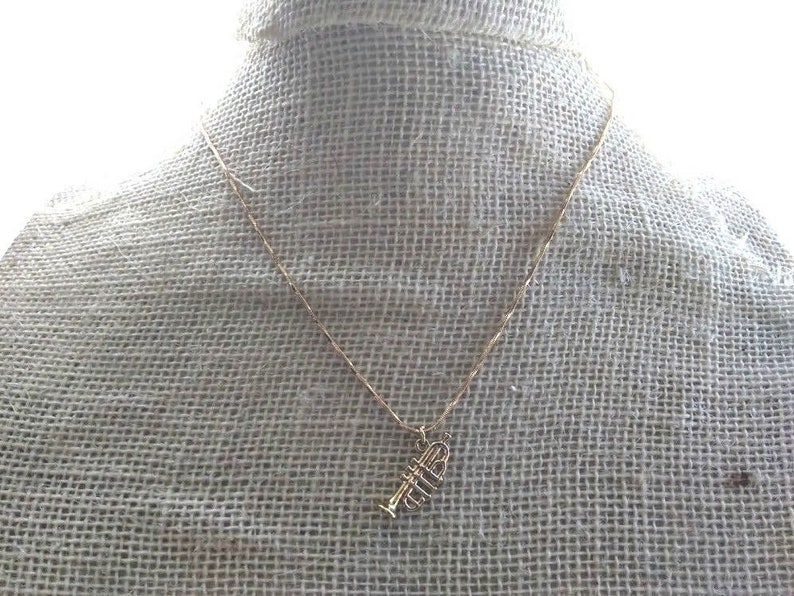 Lovely Golden Trumpet Necklace Earrings Jewelry Set Great Gift for Musician Girlfriend Wife Christmas Birthday Stocking Stuffer Anniversary