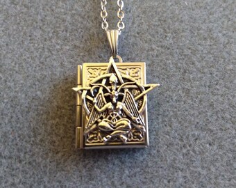 Baphomet Book Locket Necklace: Dainty Magic Pendant