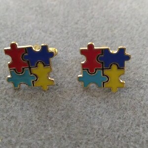 Autism Awareness Fun Color Puzzle Cufflinks Cuff Links Christmas Gift for Him Wedding Party Favor Birthday Father&#39;s Day Graduation Valentine